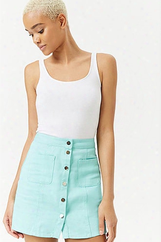 Button-down Denim Mini Skirt