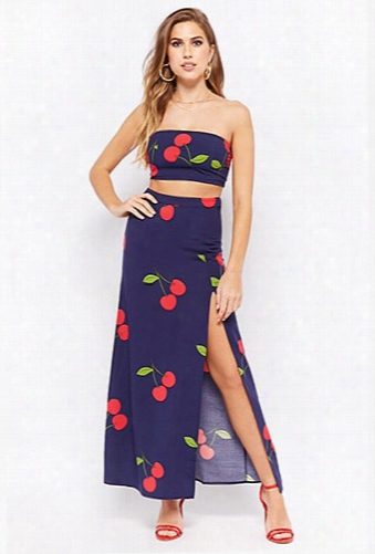 Cherry Print Maxi Skirt