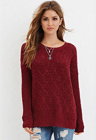 Crochet-paneled Longline Sweater