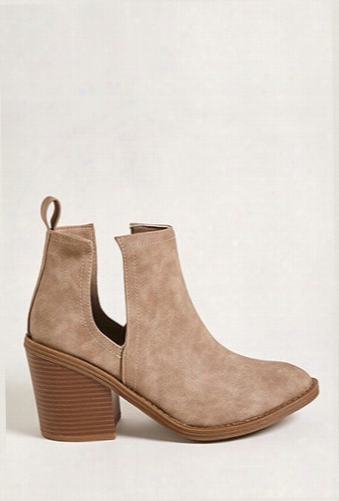 Cutout Faux Leather Ankle Boots