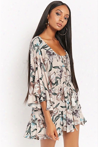 Cutout Floral Romper