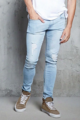 Distressed Faded Skinny Jeans