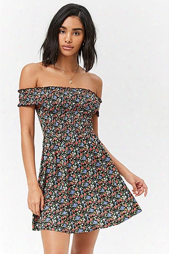 Ditsy Floral Off-the-shoulder Dress