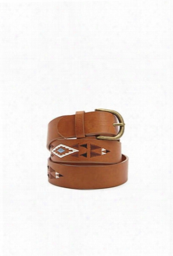 Embroidered Faux Leather Belt