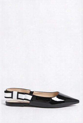 Faux Patent Leather Slingback Flats