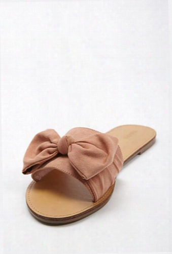 Faux Suede Bow Slides