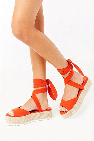 Faux Suede Espadrille Flatform Sandals