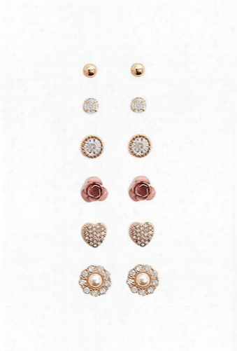 Floral & Faux Gem Stud Set