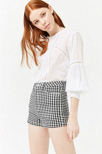 Gingham Denim Shorts