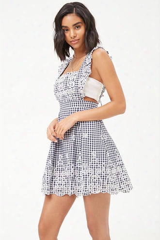 Gingham Eyelet Scalloped Dress