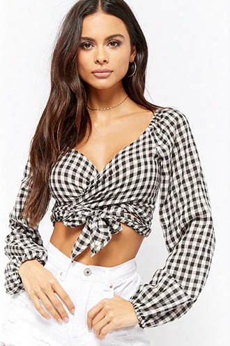 Gingham Wrap Crop Top