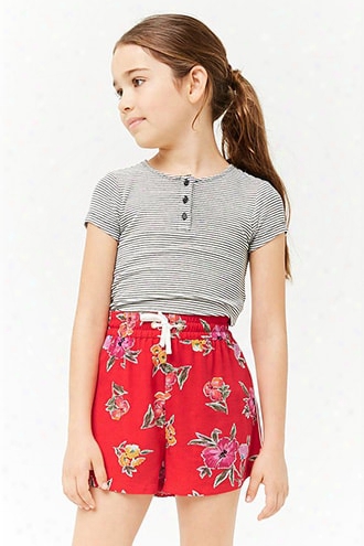 Girls Floral Drawstring Shorts (kids)