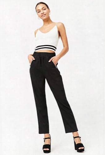 High-waist Linen-blend Trousers