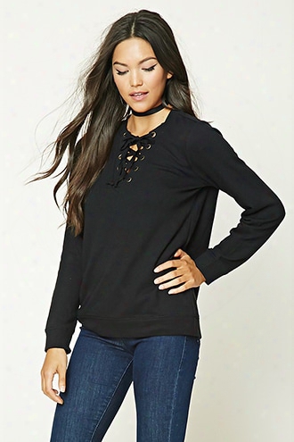 Lace-up Front Sweatshirt