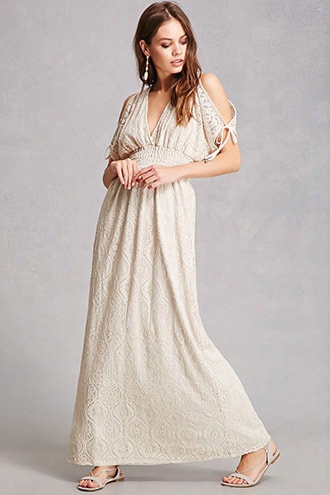 Lace Vented-sleeve Maxi Dress