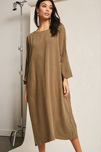 Linen-blend Shift Dress