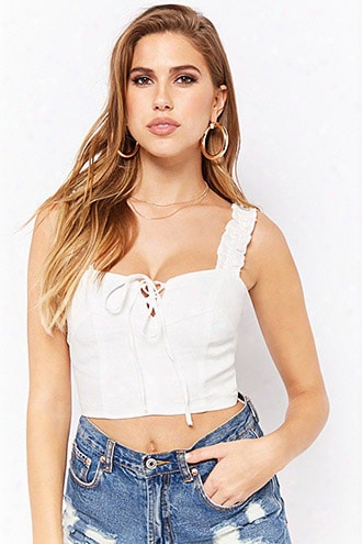 Linen Ruffle Crop Top