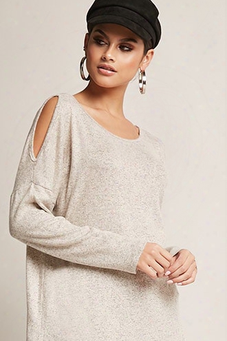 Marled Open-shoulder Sweater