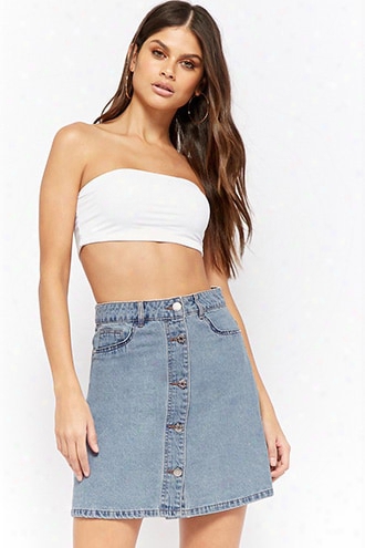 Noisy May Button-front Denim Skirt