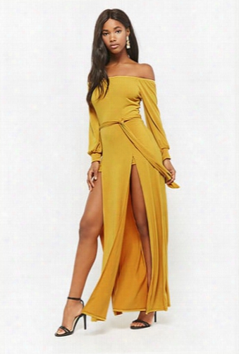 Off-the-shoulder Maxi Skort Romper