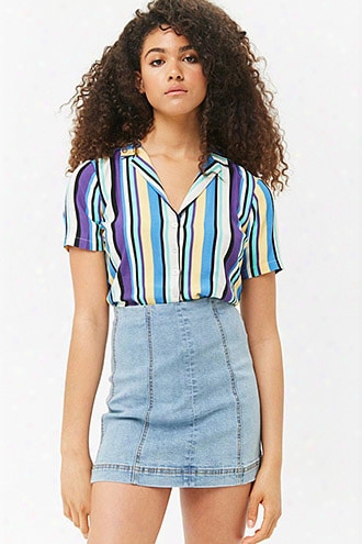 Paneled Denim Mini Skirt