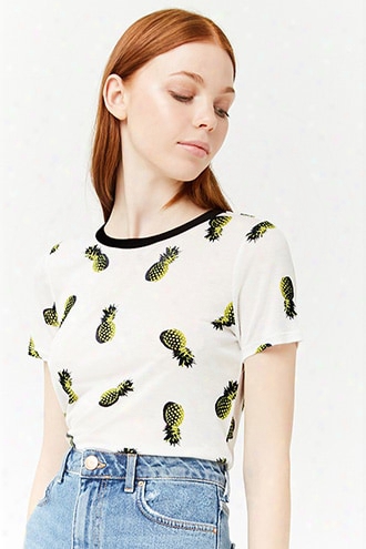 Pineapple Print Contrast Tee