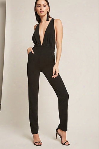 Plunging Self-tie Jumpsuit