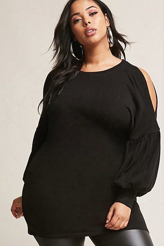 Plus Size Balloon-sleeve Tunic