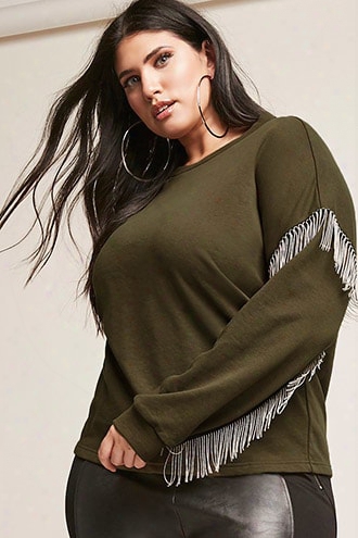 Plus Size Chain-fringe Top