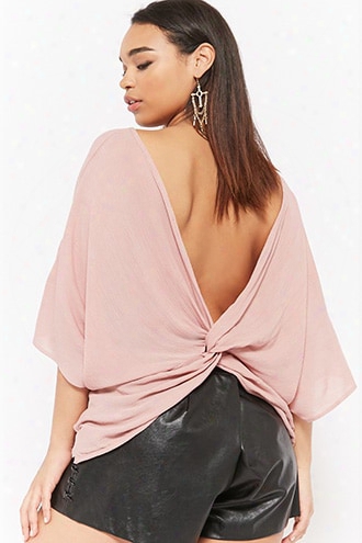 Plus Size Crinkle Twist-back Top