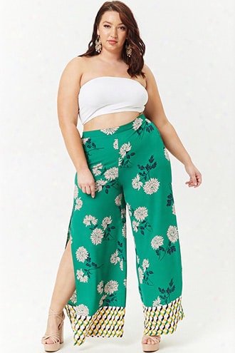 Plus Size Floral Palazzo Pants