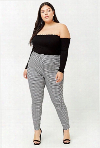 Plus Size Gingham Ankle Pants