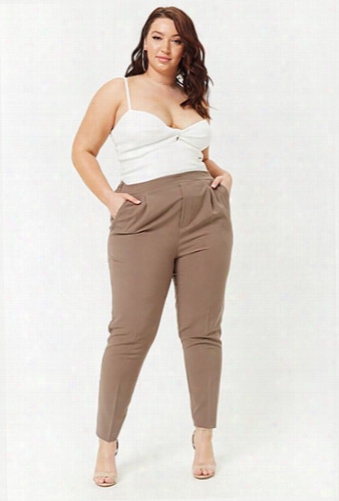 Plus Size High-rise Creased Pants