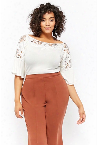 Plus Size Lace-trim Ruched Top