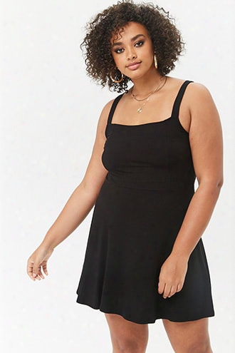 Plus Size Ribbed Skater Mini Dress