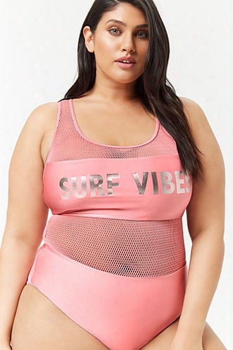 Plus Size Surf Vibes Graphic One-piece Swimsuit