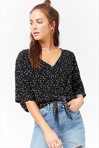 Polka Dot Button-front Top