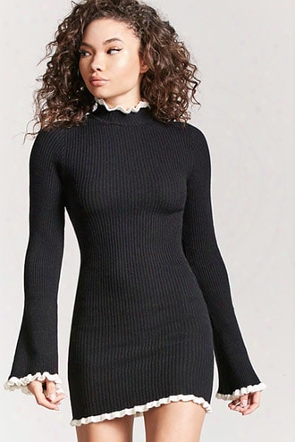 Ribbed Contrast Mock Neck Dress