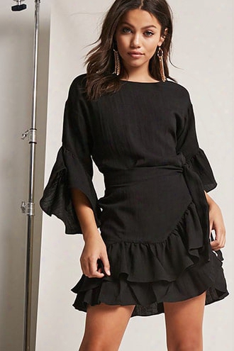 Ruffle Bell-sleeve Dress