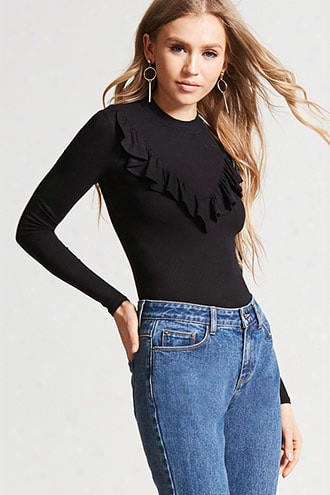 Ruffled Sweater-knit Top