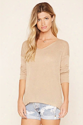 Slub Knit V-neck Sweater