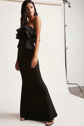 Strapless Ruffled Maxi Dress