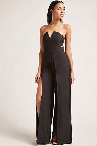 Strapless Split-leg Jumpsuit