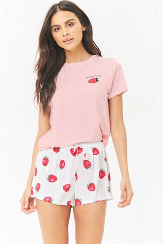 Strawberry Print Pajama Set