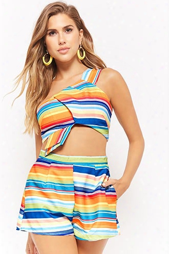 Striped Crop Top & Shorts Set