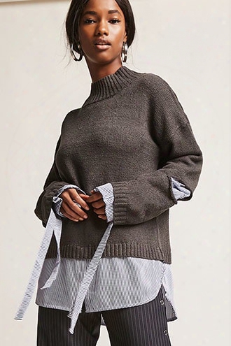 Striped-panel Combo Sweater
