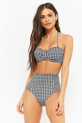 The Weekend Brand By Tee Ink Gingham High-waist Bikini Bottoms