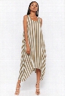 Striped Handkerchief-Hem Dress