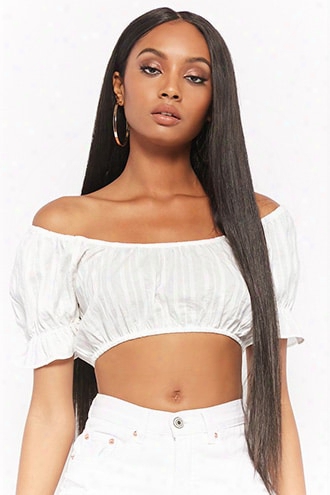 Tonal-striped Crop Top