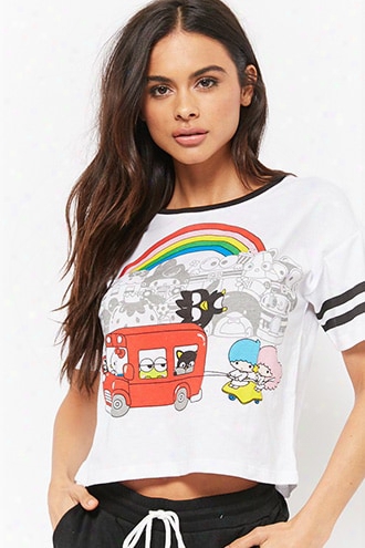 Varsity-striped Hello Kitty Graphic Tee